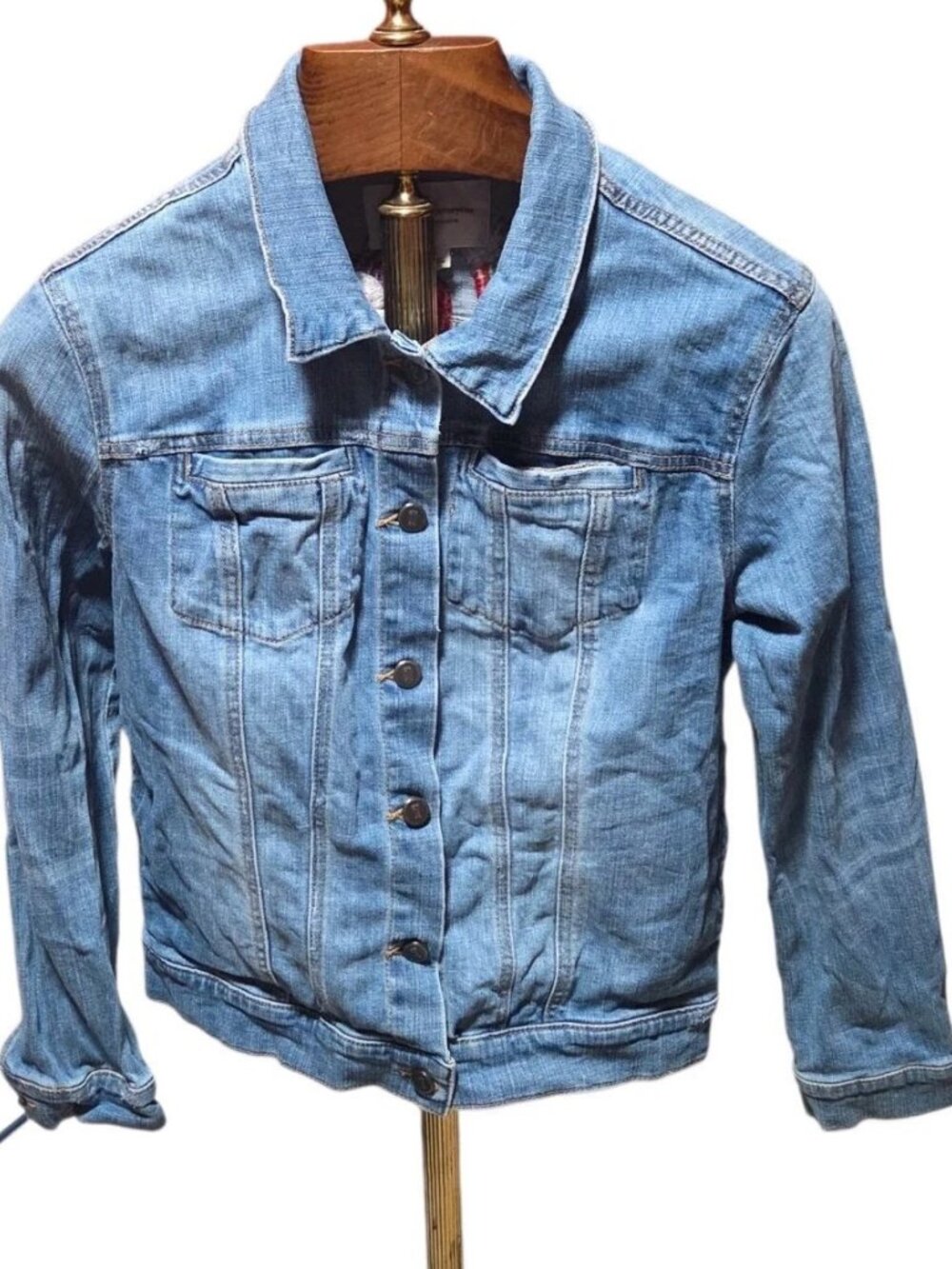 Anthropologie Pilcro Letterpress Amore Embroidered Floral Denim Jacket Sz Small - Picture 4 of 5